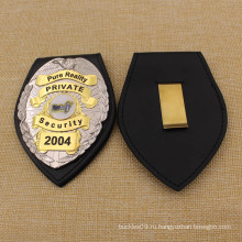 Пользовательские металлической металлизации Золотой кожаный полицейский знак для сувениров